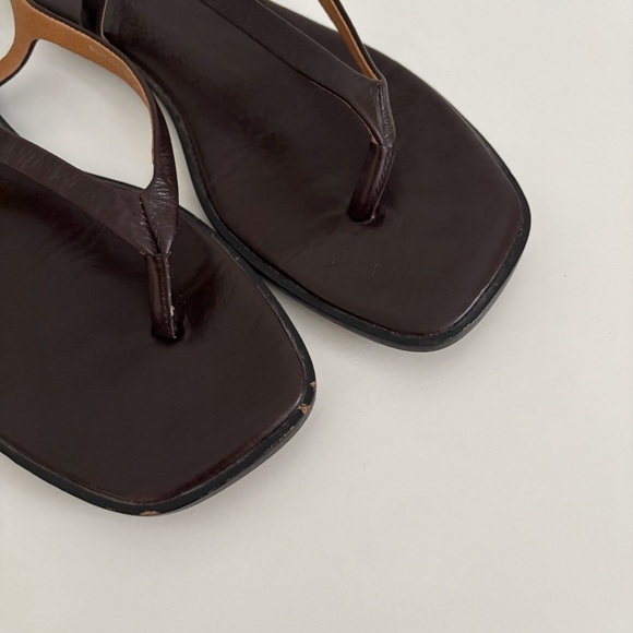 Madewell The Kita Thong Sandal Leather Dark Brown Size 8 - Picture 4 of 7